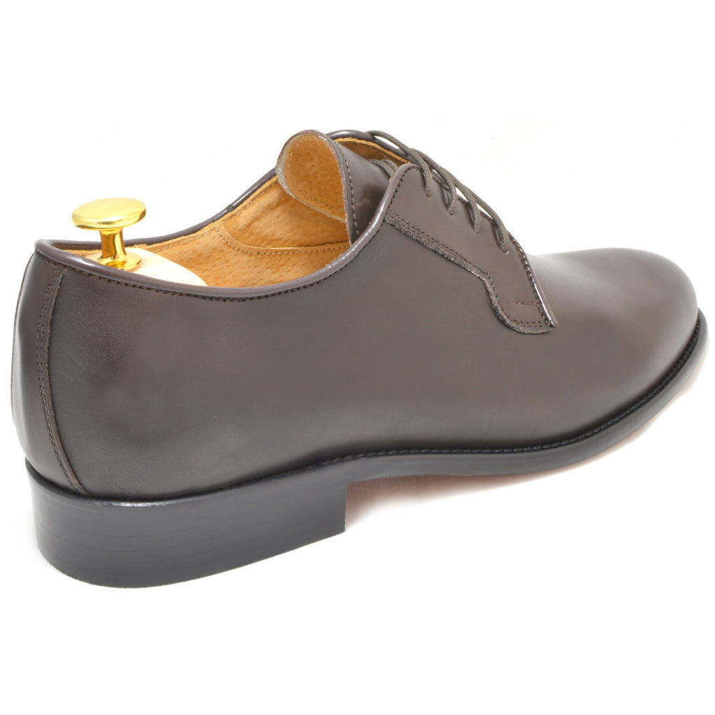 Italy Derby Shoes in brown calfskin with a black buff sole, Piacenza