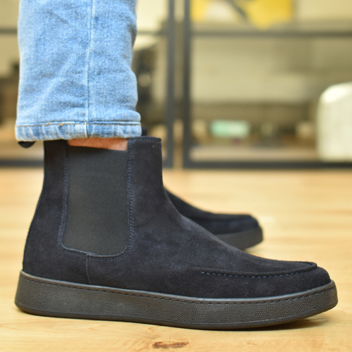 Stivaletti 2025 blu camoscio