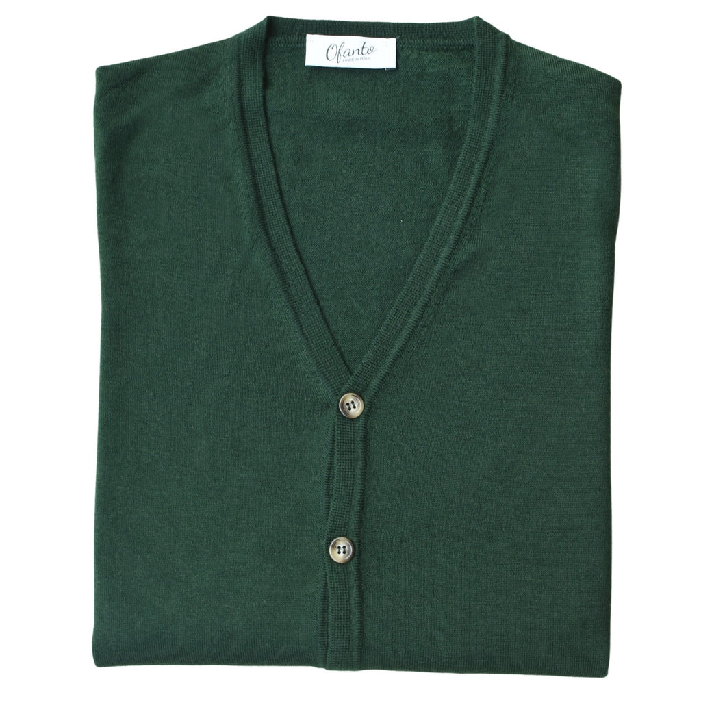 The 100% Merino Italian Cardigan - Green