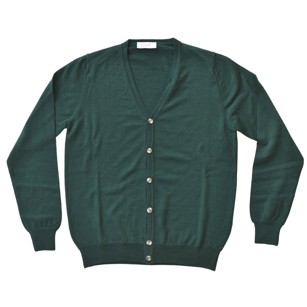 The 100% Merino Italian Cardigan - Green