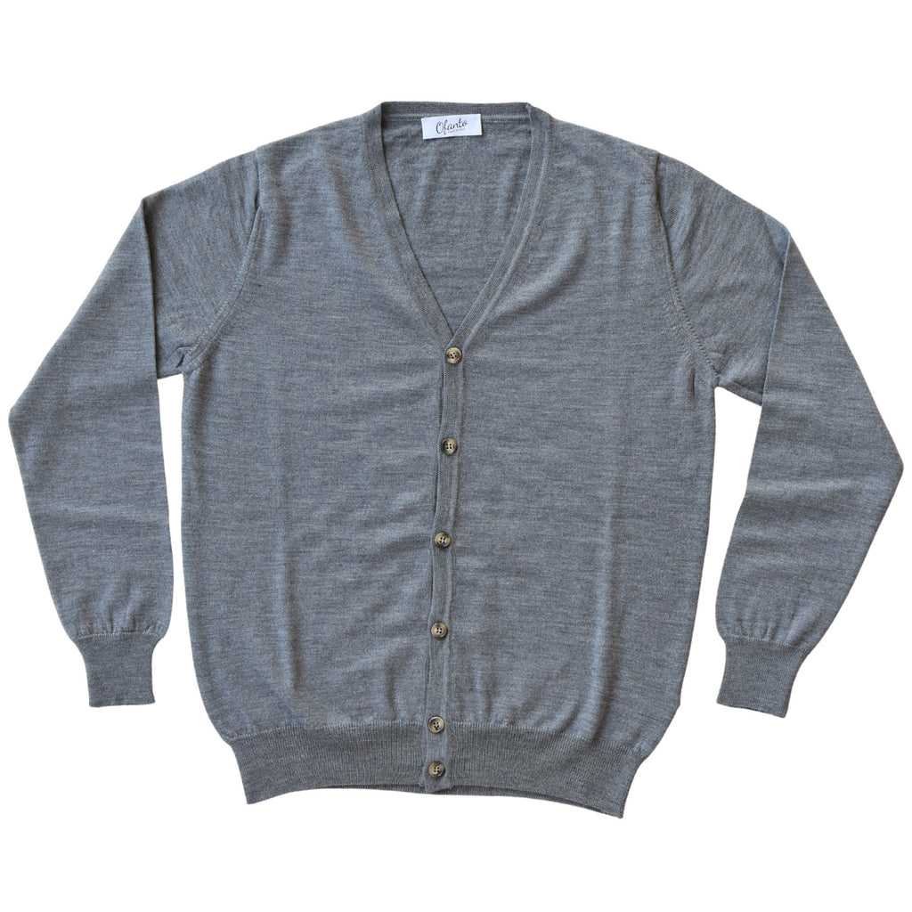 Il Cardigan in 100% Lana Merino Extrafine - Grigio