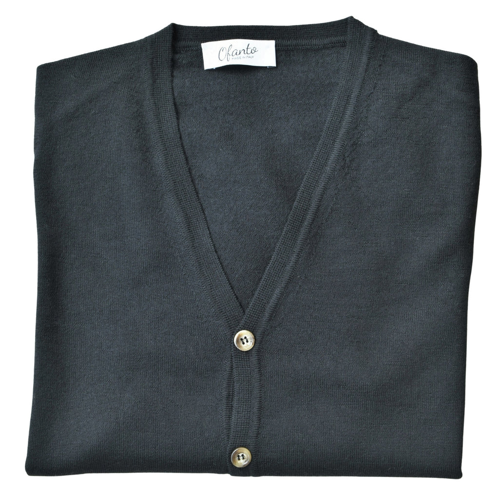 Il Cardigan in 100% Lana Merino Extrafine - Nero