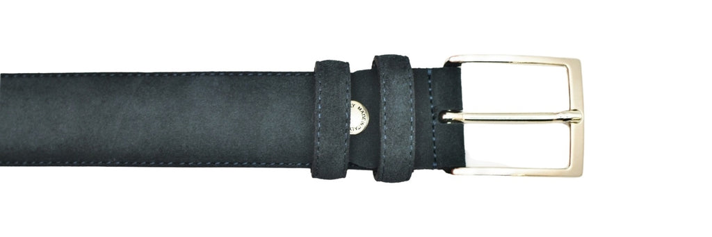 Leather Belt - Navy Suede