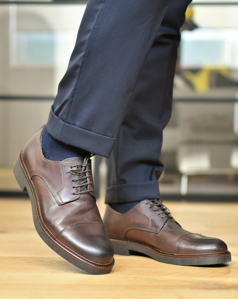 Ofanto Voghera Derby Cap Toe lace ups brown suede rubber sole Ofanto Italy