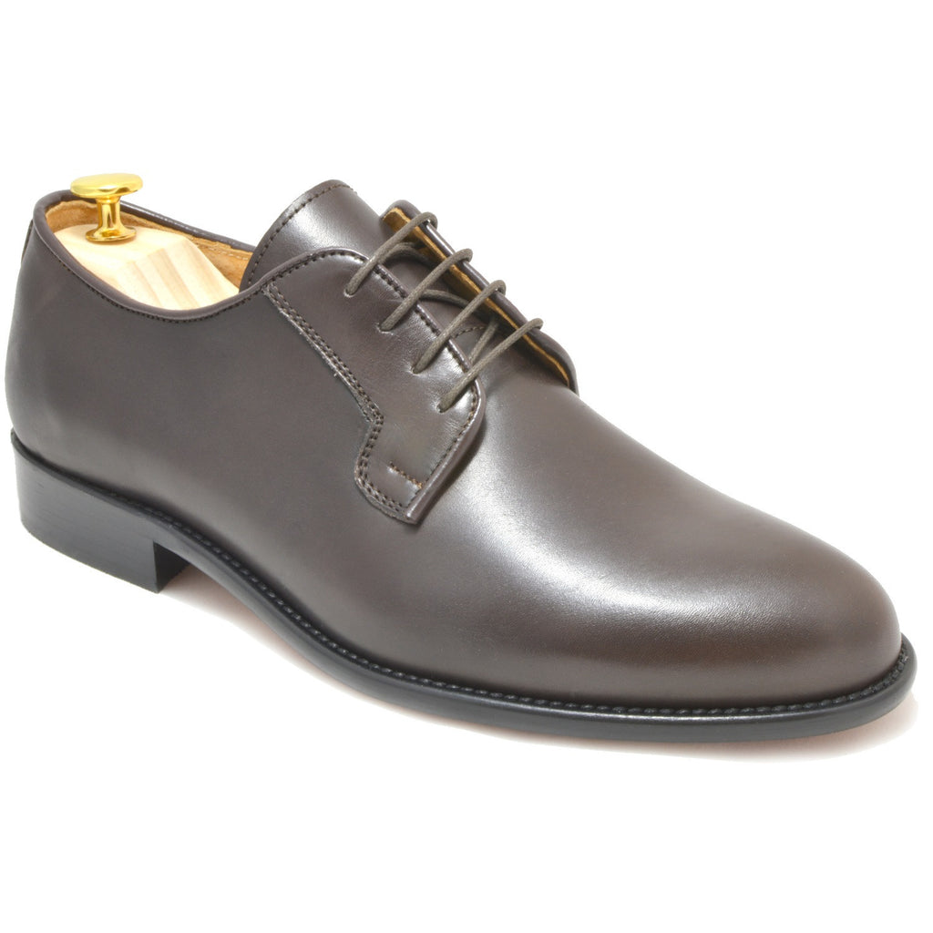 Italy Derby Shoes in brown calfskin with a black buff sole, Piacenza