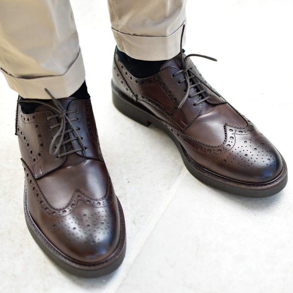 Scarpe Derby Uomo eleganti in pelle marrone suola in gomma Ofanto Ofanto Italy