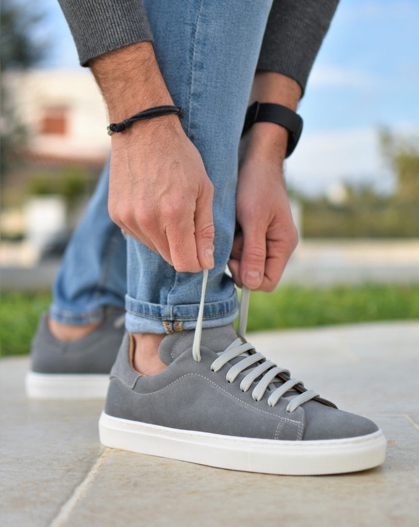 Grey suede cheap sneakers mens